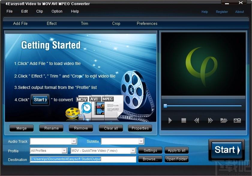 4Easysoft Video to MOV AVI MPEG Converter,视频格式转换
